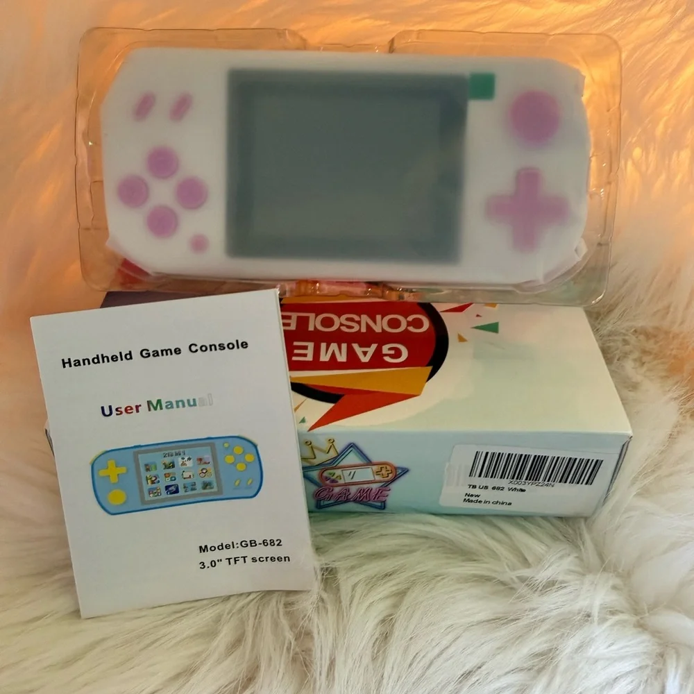 GB-482 Portable Handheld Game Console - White with Pink Controls